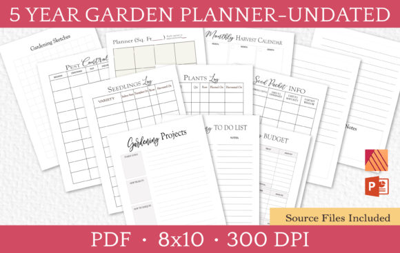 Five-Year Garden Planner Template - 8x10