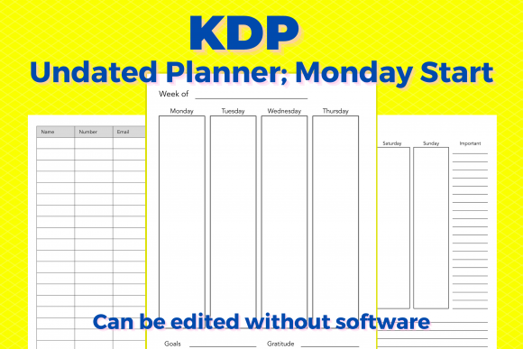 KDP Undated Weekly Planner, Monday Start: A Versatile Tool for Strategic Planning