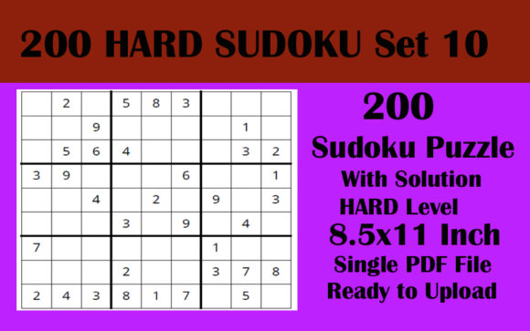 Mastering Sudoku: A Comprehensive Guide to 1 File 200 HARD Sudoku 8.5x11 KDP Vol 10